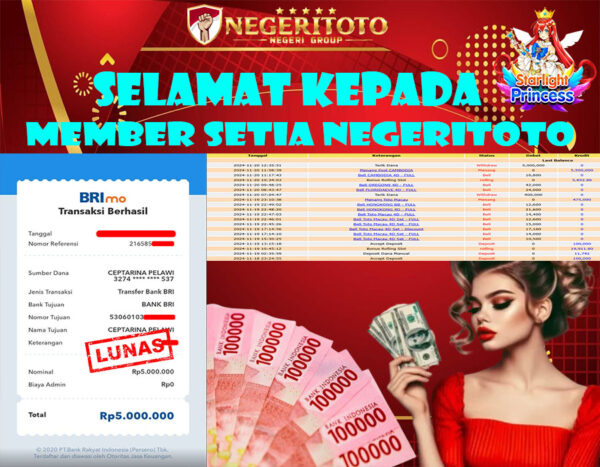 NEGERITOTO SELAMAT KEPADA MEMBER SETIA KAMI JP 5.000.000