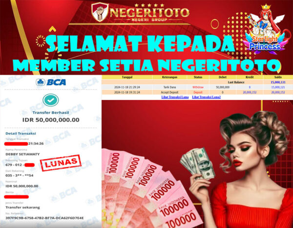 NEGERITOTO SELAMAT KEPADA MEMBER SETIA KAMI JP 50.000.000